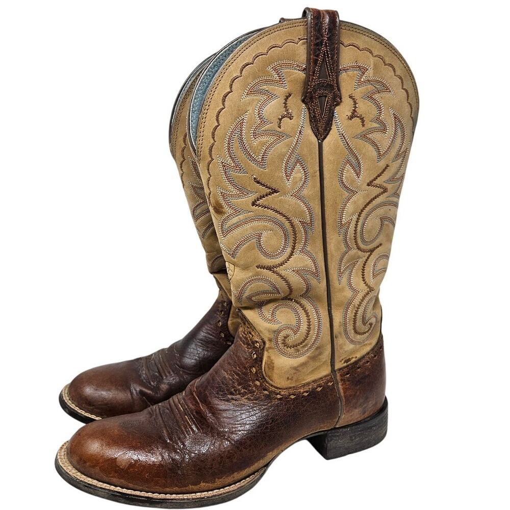 Ariat 8.5 Heritage Horseman Brown Leather Cowgirl Western Rodeo Boot Stitched